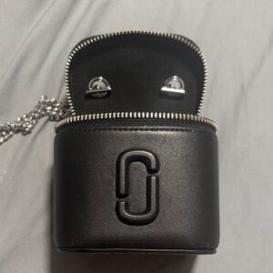 Black Leather Chain Pouch